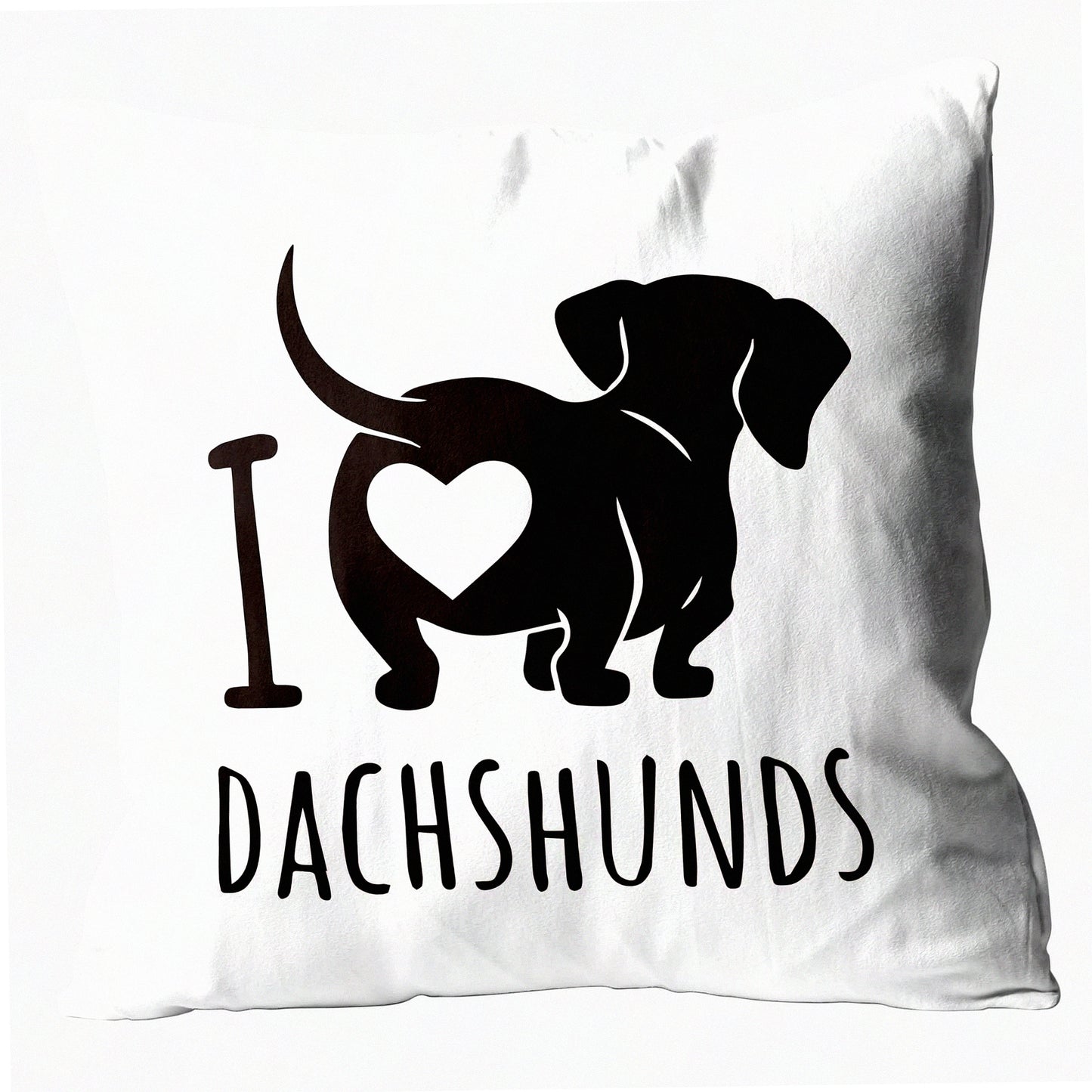 Dachshund Love Decorative Pillow Cover - Dog Lover Gifts, Flannel Sofa Couch Bed Case, 18x18 Inch Painting Design Throw Pillow (022B)
