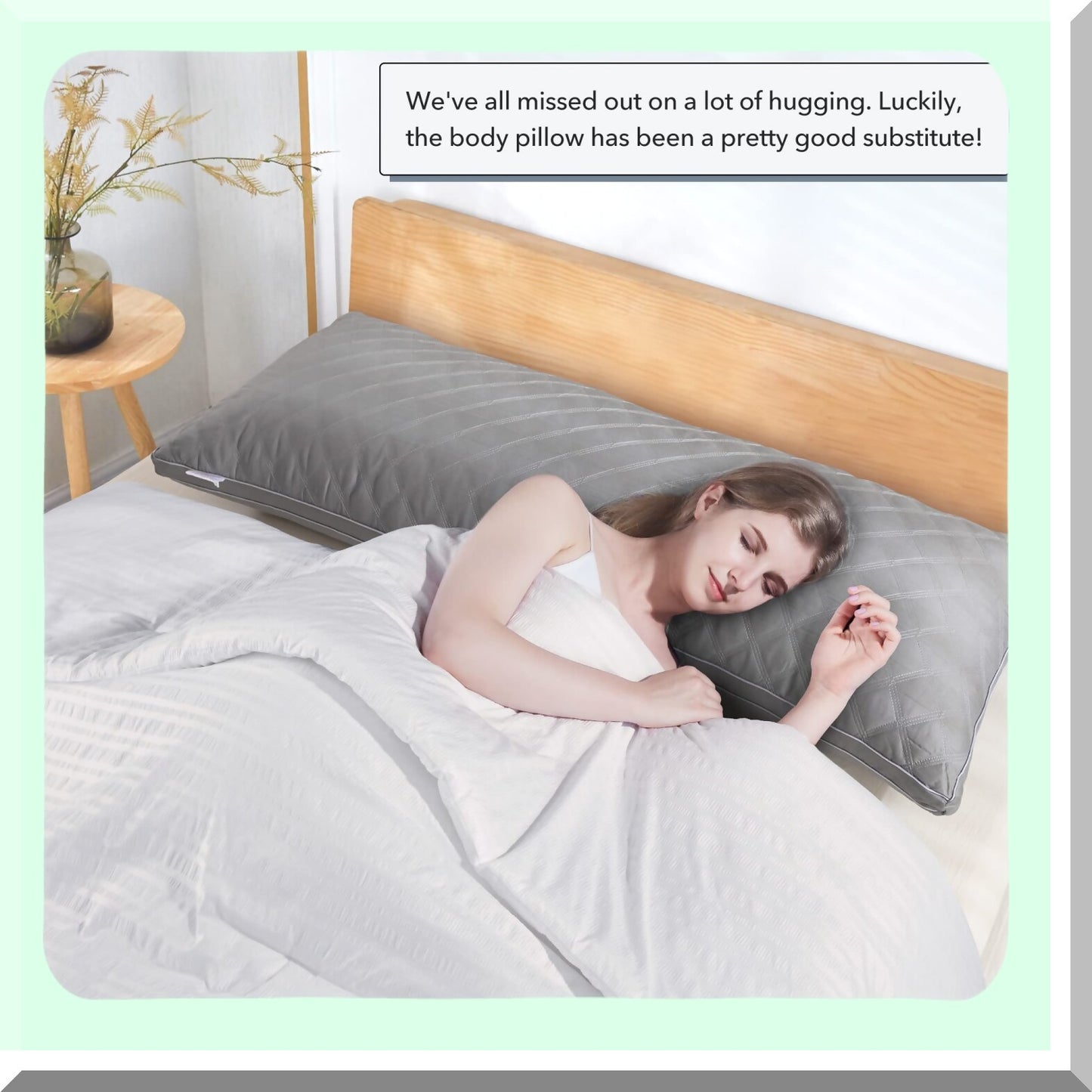 PlushDream Body Pillow - Premium Grey Firm Fluffy Long Pillow 21 x 54 - Soft Plush Full Body Pillows - Adjustable Side Pillow for Sleeping - Ultimate Comfort and Support
