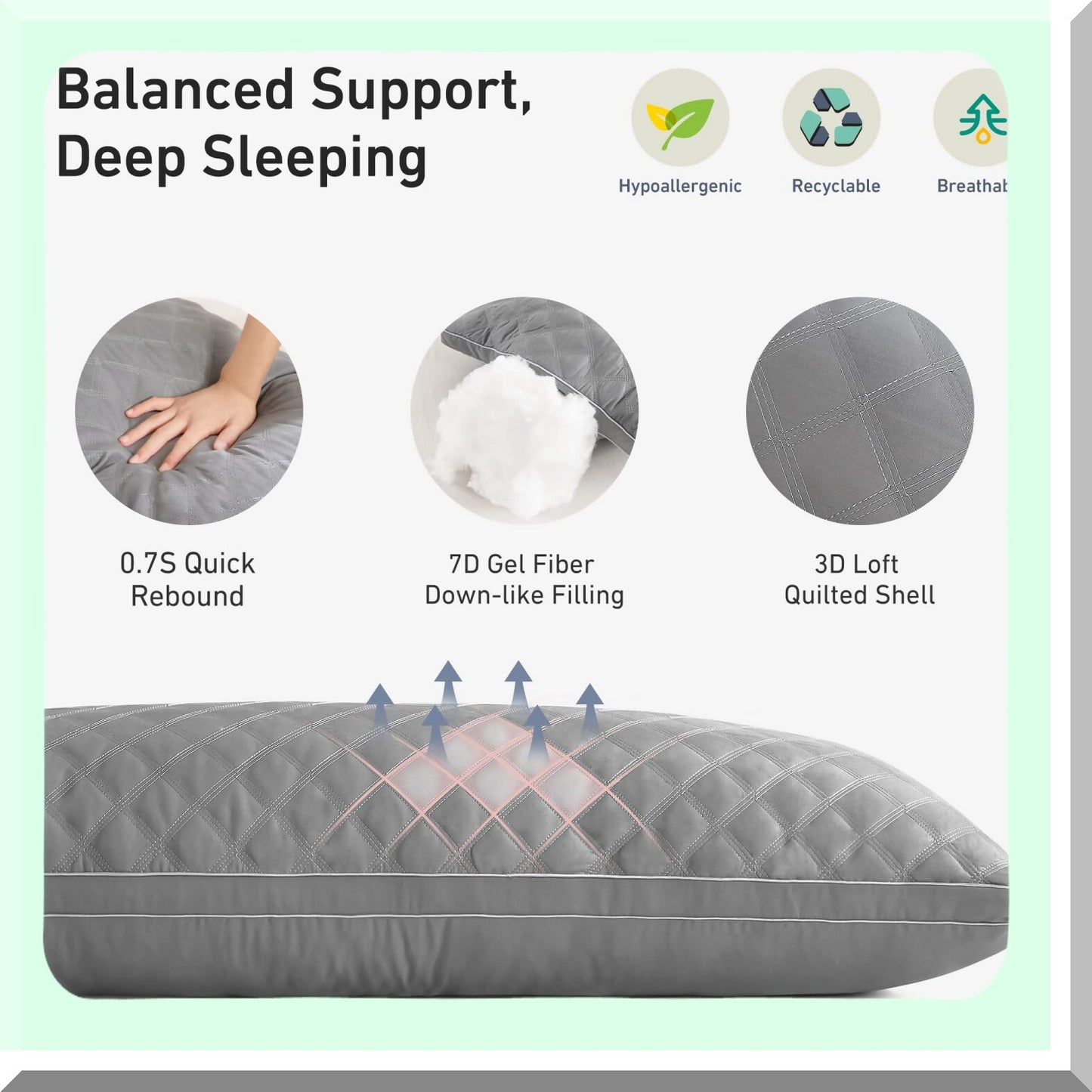 PlushDream Body Pillow - Premium Grey Firm Fluffy Long Pillow 21 x 54 - Soft Plush Full Body Pillows - Adjustable Side Pillow for Sleeping - Ultimate Comfort and Support