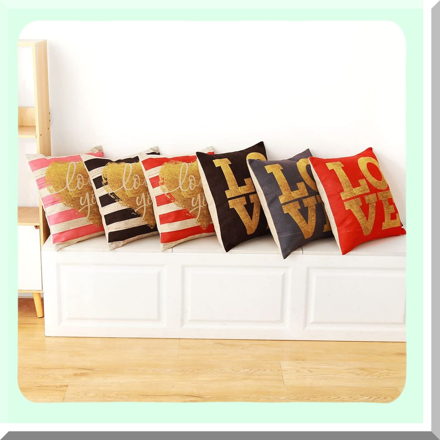 Love Stripes Decorative Pillow Case - 18x18 Inches - Sofa Couch Cushion Cover - Anniversary Mothers Day Gift - Valentines PL834TR