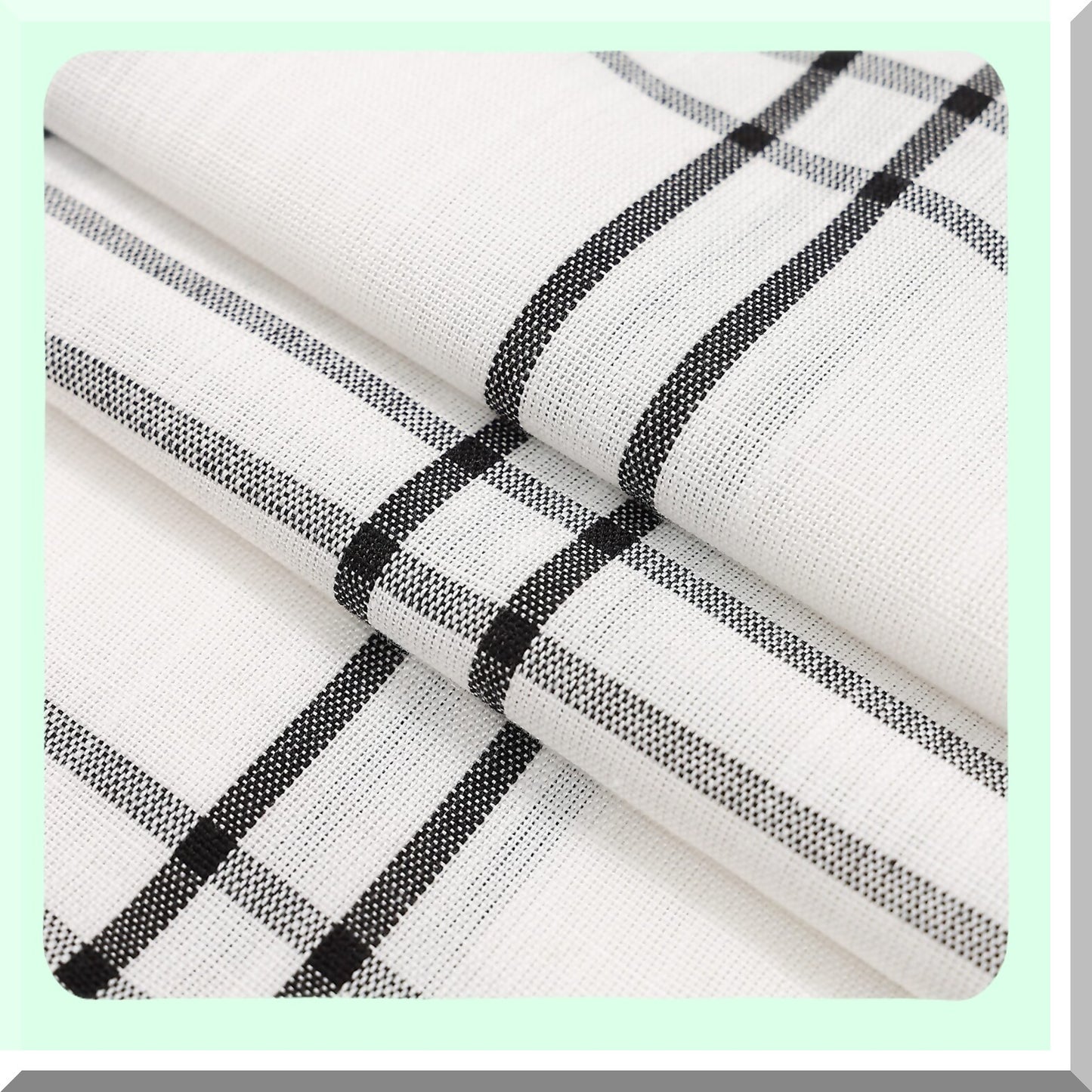Farmhouse Plaid Stripe Pillow Covers - Rustic Cushion Cases for Sofa Decor - Linen Texture Black White Throw Pillow Cases - Set of 2 (18x18 inches)