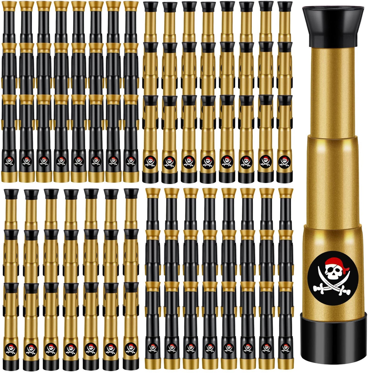 Pirate Spygl Party Pack - 12 Mini Telescopes for Kids Pirate Birthday Decorations - Plastic Pirate Party Supplies - 3.5 to 7 Inch Spyglasses
