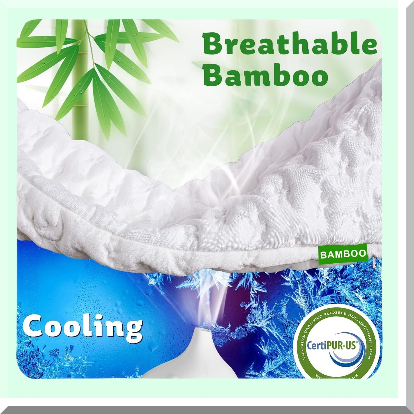 CoolDream Memory Foam Cooling Pillows - 2 Pack Adjustable Bamboo Rayon Gel Queen Size Set for Side Back Stomach Sleepers. Washable Cover.