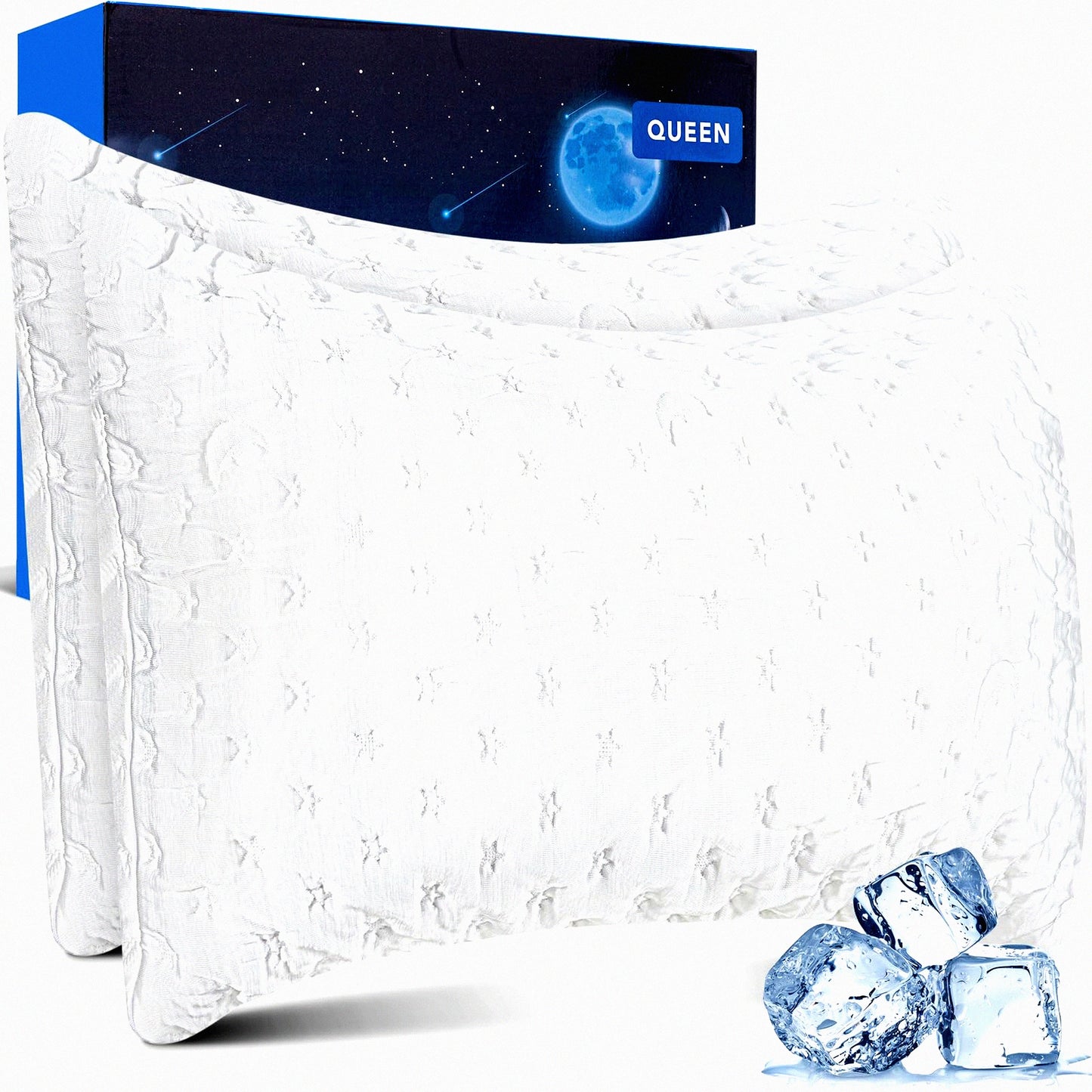CoolDream Memory Foam Cooling Pillows - 2 Pack Adjustable Bamboo Rayon Gel Queen Size Set for Side Back Stomach Sleepers. Washable Cover.