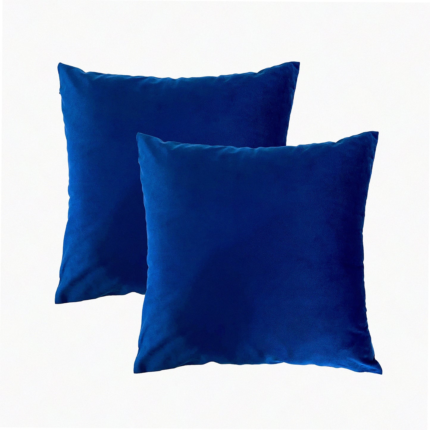 CozyLux Velvet Blue Pillow Covers - Set of 2 | Soft 18x18 Inch Decorative Cushion Cases for Sofa, Couch, Bedroom | Solid Luxury Living Room Decor