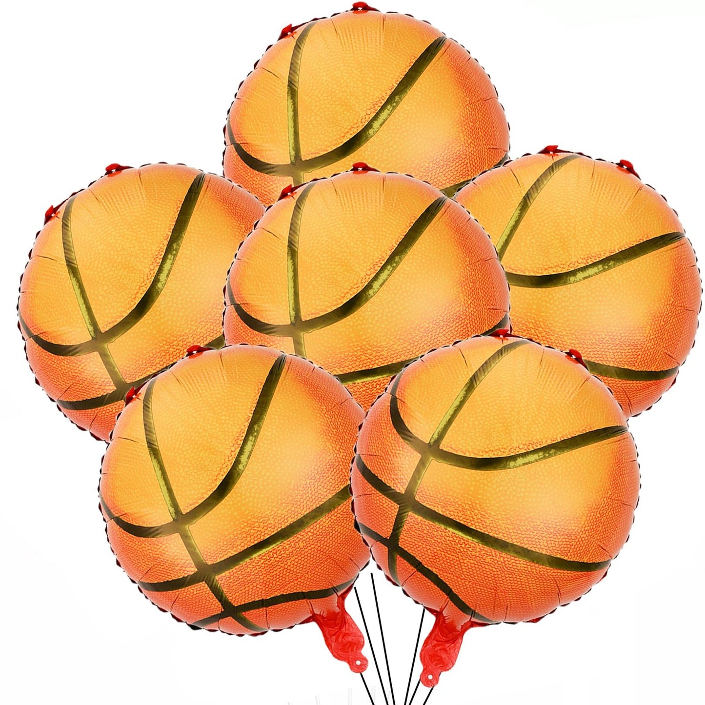 Basketball Bash Kit - 6 Pack 18" Basketball F Balloons for Sports Themed Party Decorations - Hoops Celebration Set for Birthdays