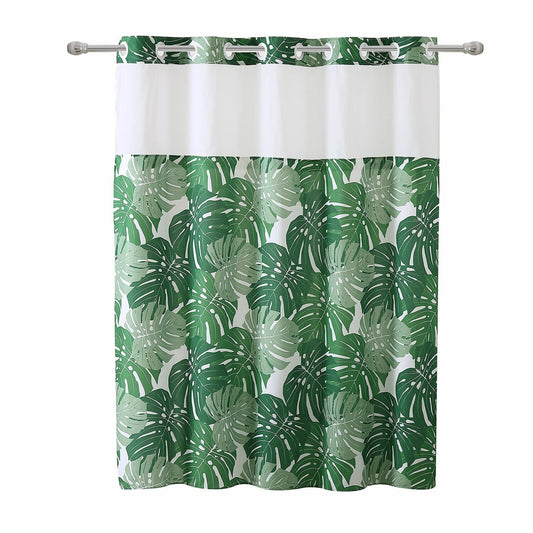Palm Leaf Shower Curtain with PEVA Liner 71x74