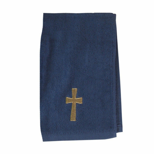 Pastor Towel Cross Navy with Gold 10x15