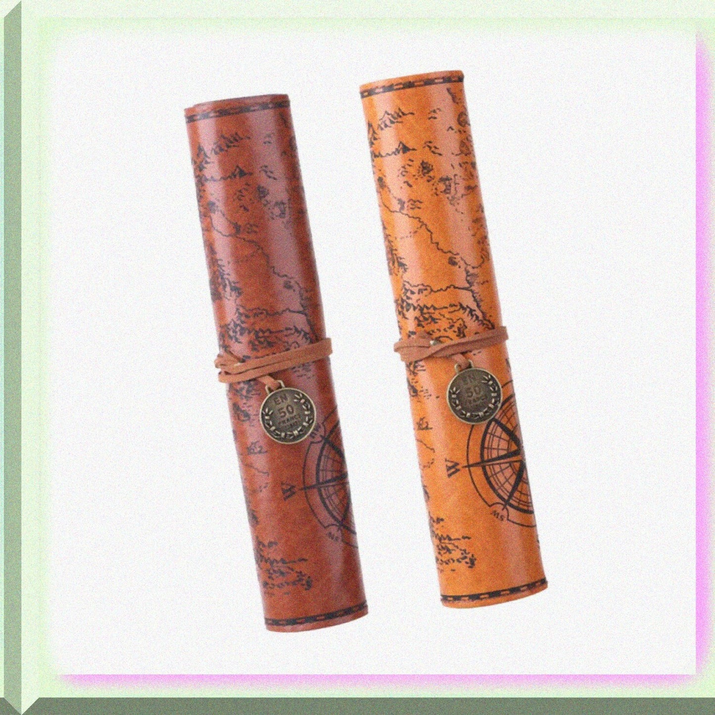 2pcs Vintage Pencil Cases PU Leather Colorful 30cm