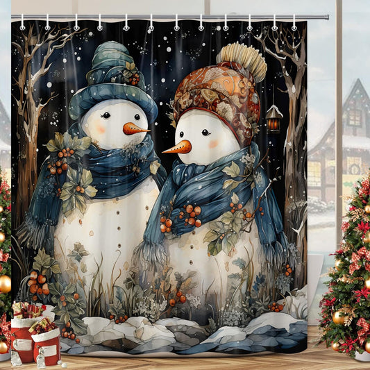 Winter Snowman Shower Curtain 70x70in