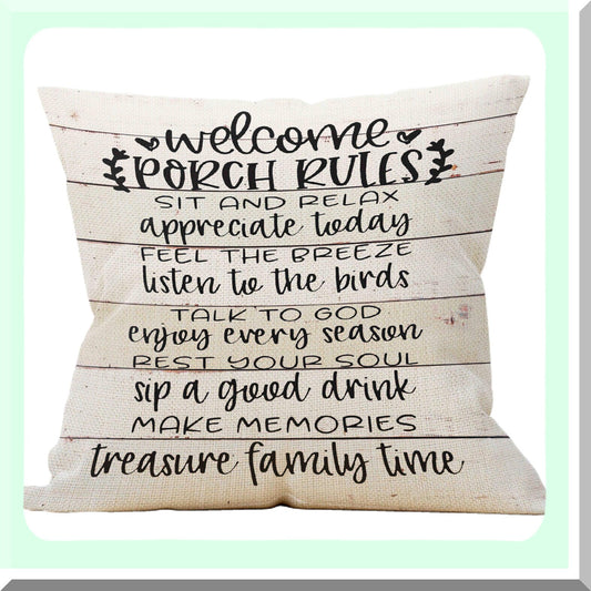 Farmhouse Outdoor Pillow Covers - Set of 2, 18x18 Patio Cushion Covers, Weather Resistant Porch Pillows, Decorative Throw Pillows for Outdoor Furniture