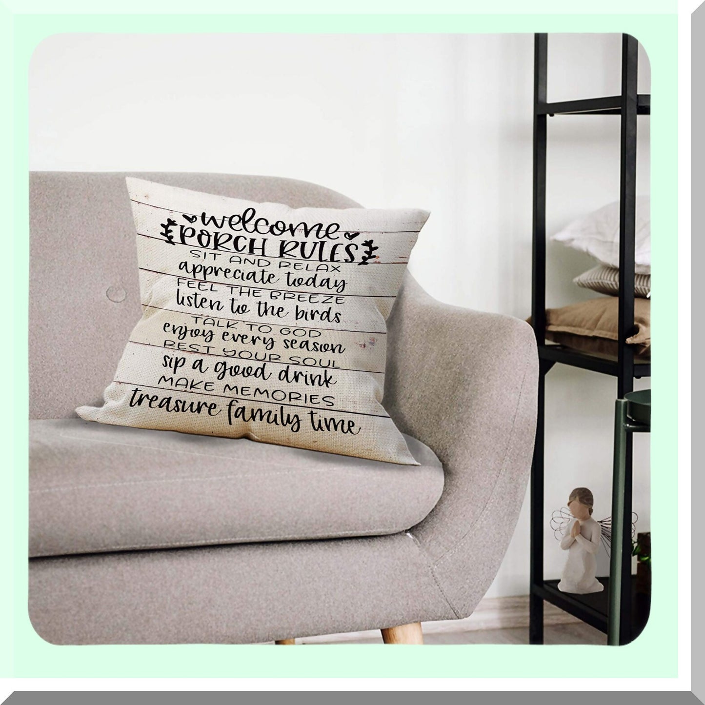 Farmhouse Outdoor Pillow Covers - Set of 2, 18x18 Patio Cushion Covers, Weather Resistant Porch Pillows, Decorative Throw Pillows for Outdoor Furniture
