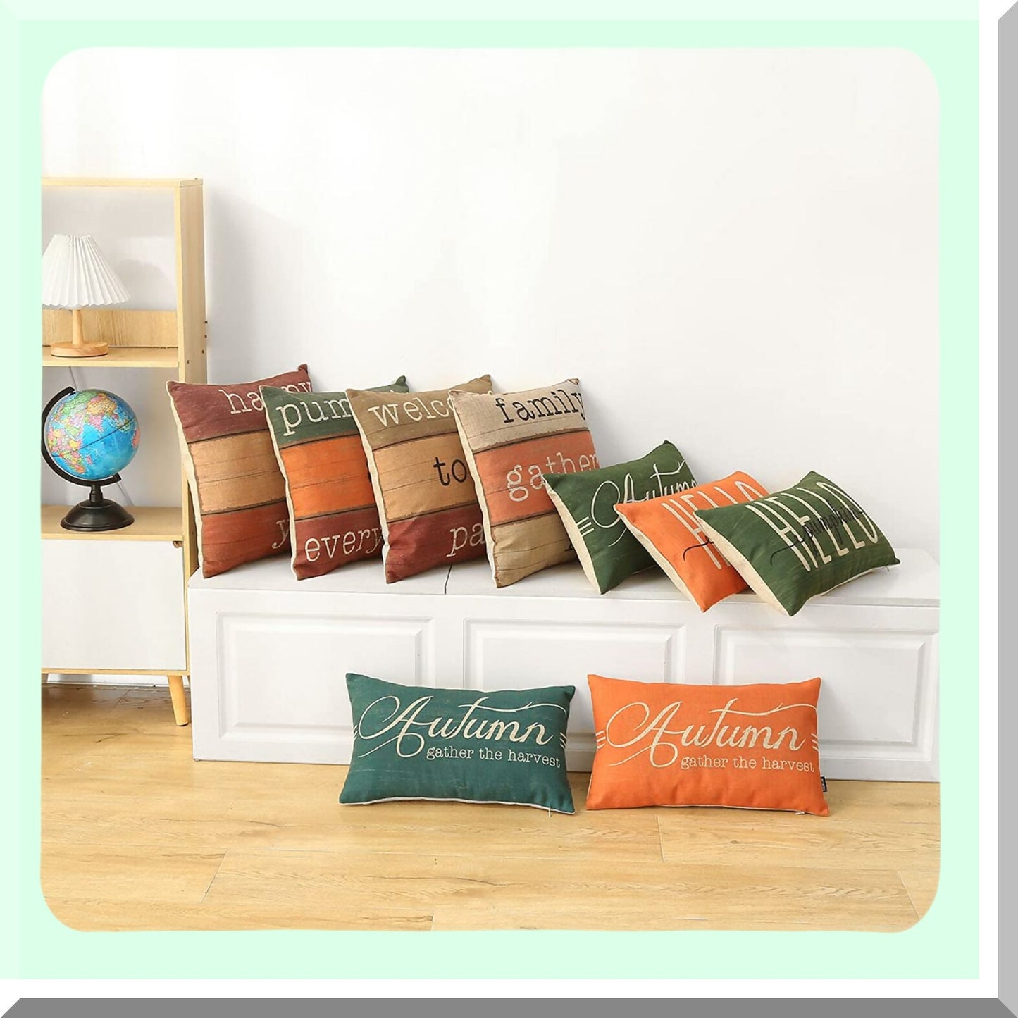 Pumpkin Spice Fall Farmhouse Pillowcase - Autumn Decorative Cushion Cover for Couch Sofa - Outdoor Thanksgiving Throw Pillow Cover 18x18"