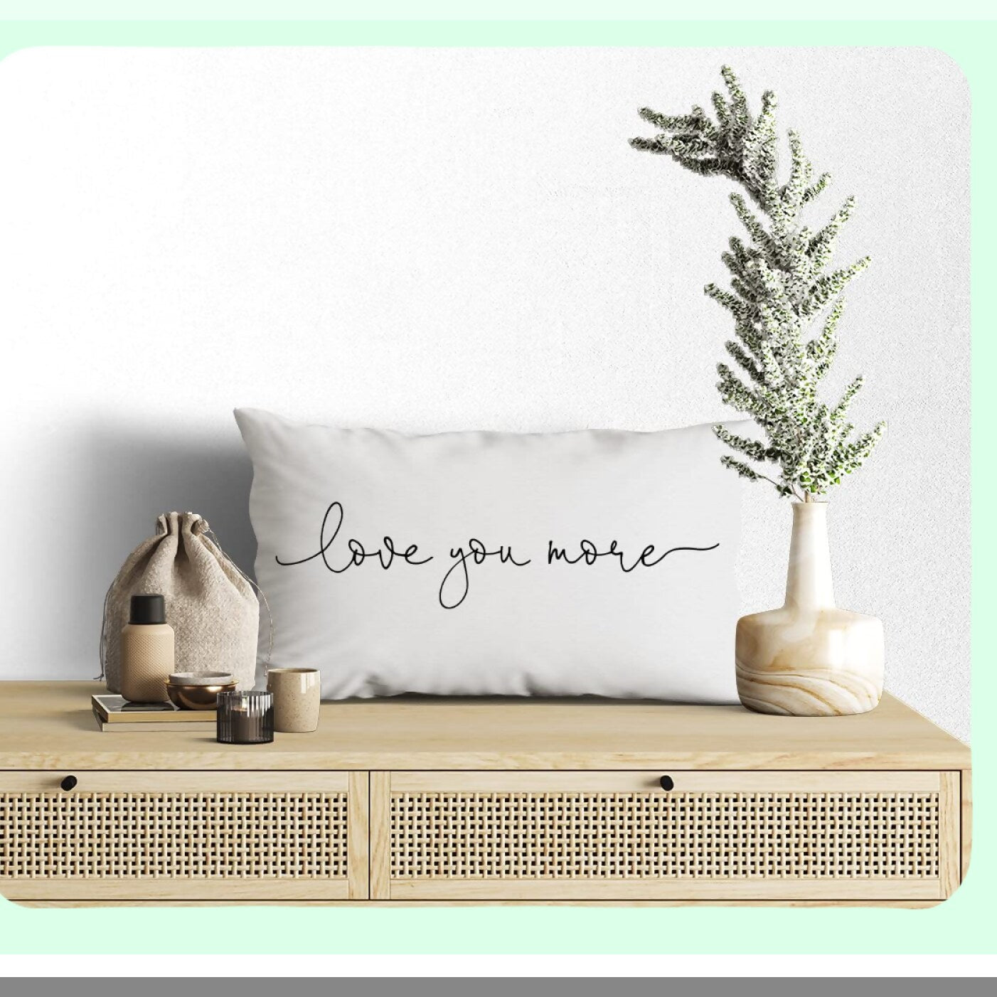 Love More Decor Pillow - 12x20 Sofa Cushion Cover - Home Bedroom Living Room Wedding Anniversary Gift - White Couples Pillowcase