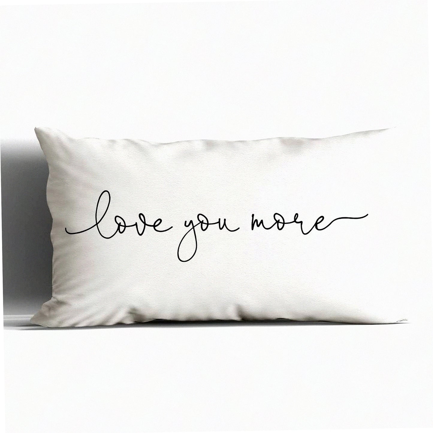 Love More Decor Pillow - 12x20 Sofa Cushion Cover - Home Bedroom Living Room Wedding Anniversary Gift - White Couples Pillowcase