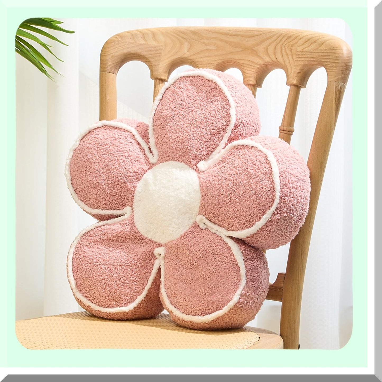 Blush Bloom Cushion - Floral Floor Pillow for Bed and Couch - Cute Aesthetic Seat Cushion - Decorative Flower Throw Pillow - 15.7" Square