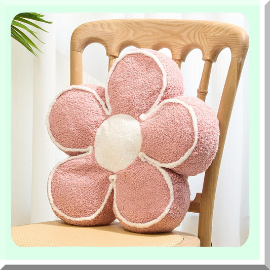 Blush Bloom Cushion - Floral Floor Pillow for Bed and Couch - Cute Aesthetic Seat Cushion - Decorative Flower Throw Pillow - 15.7" Square