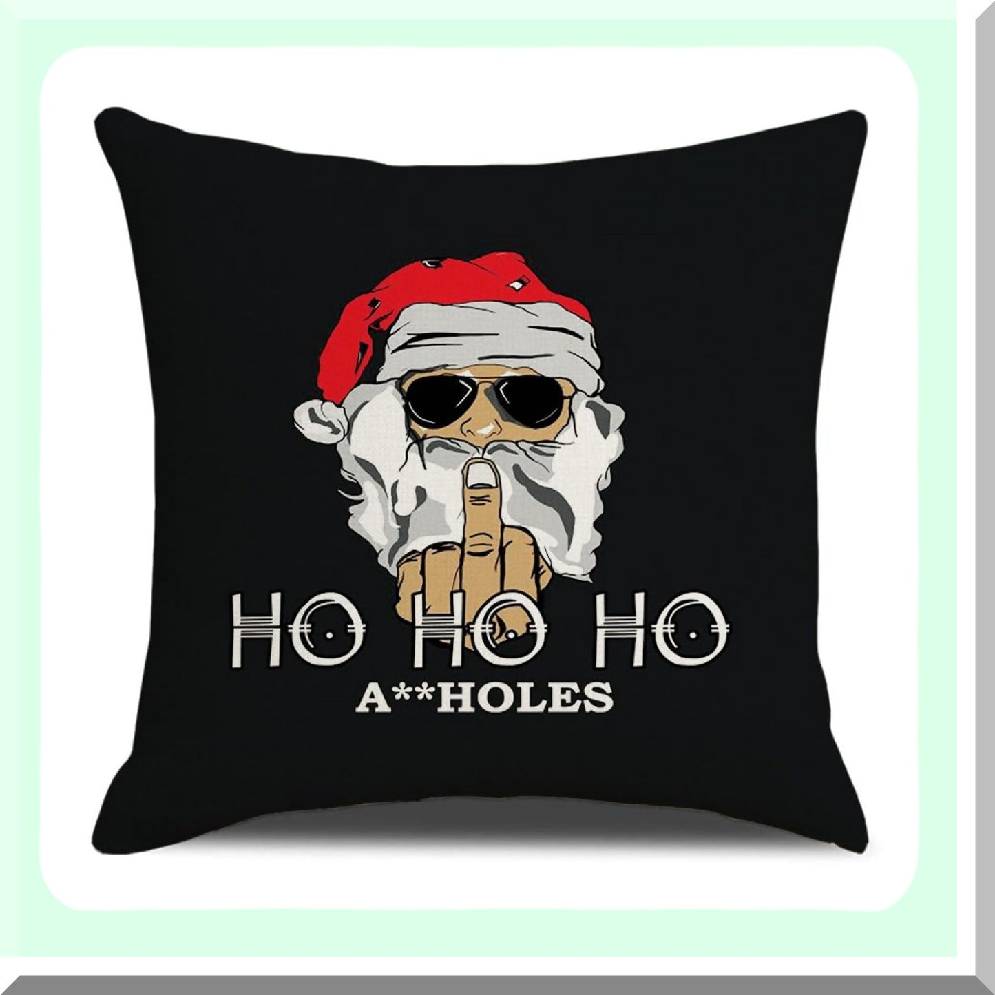 Cheeky Santa Pillowcase - Festive Funny Decor for Home & Car - Rude Claus Design - 18'' x 18'' - Sofa, Bedroom, Couch, Office - Ho Ho Ho Theme