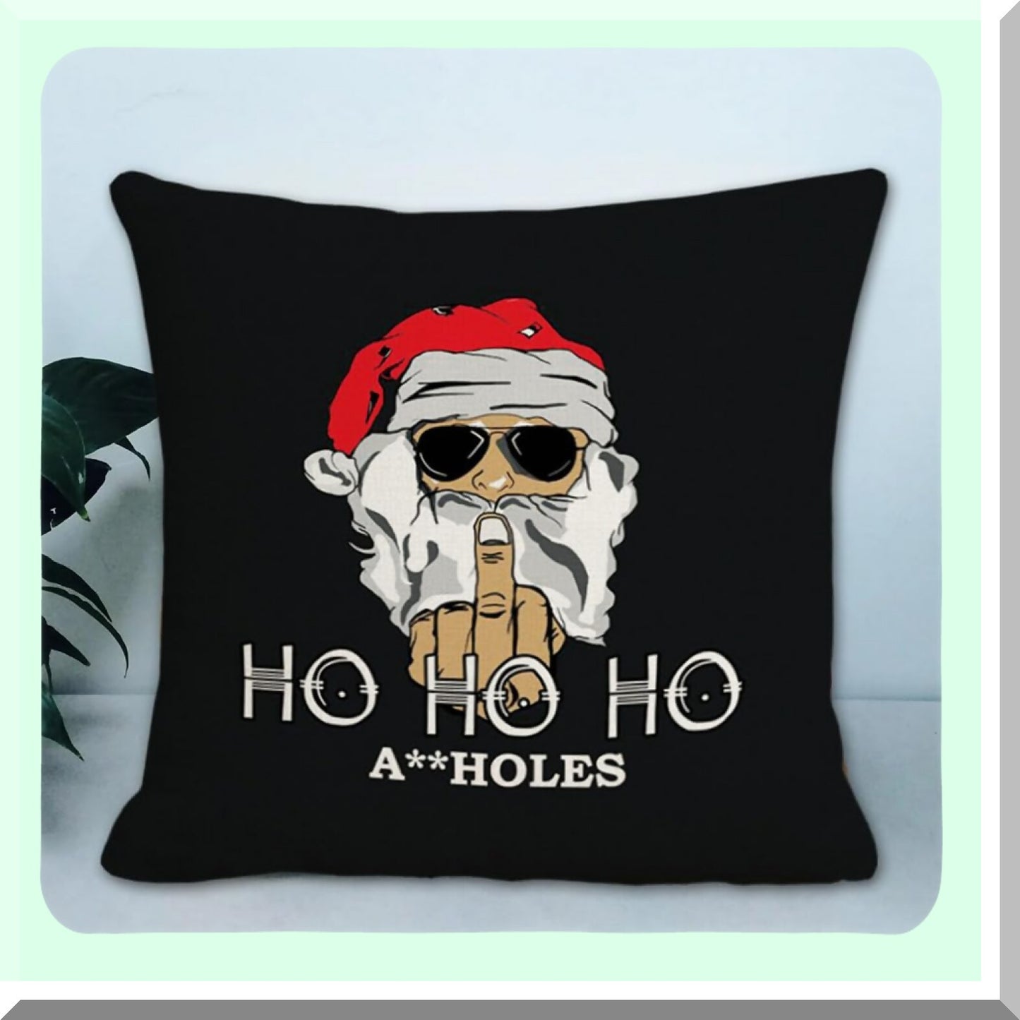 Cheeky Santa Pillowcase - Festive Funny Decor for Home & Car - Rude Claus Design - 18'' x 18'' - Sofa, Bedroom, Couch, Office - Ho Ho Ho Theme