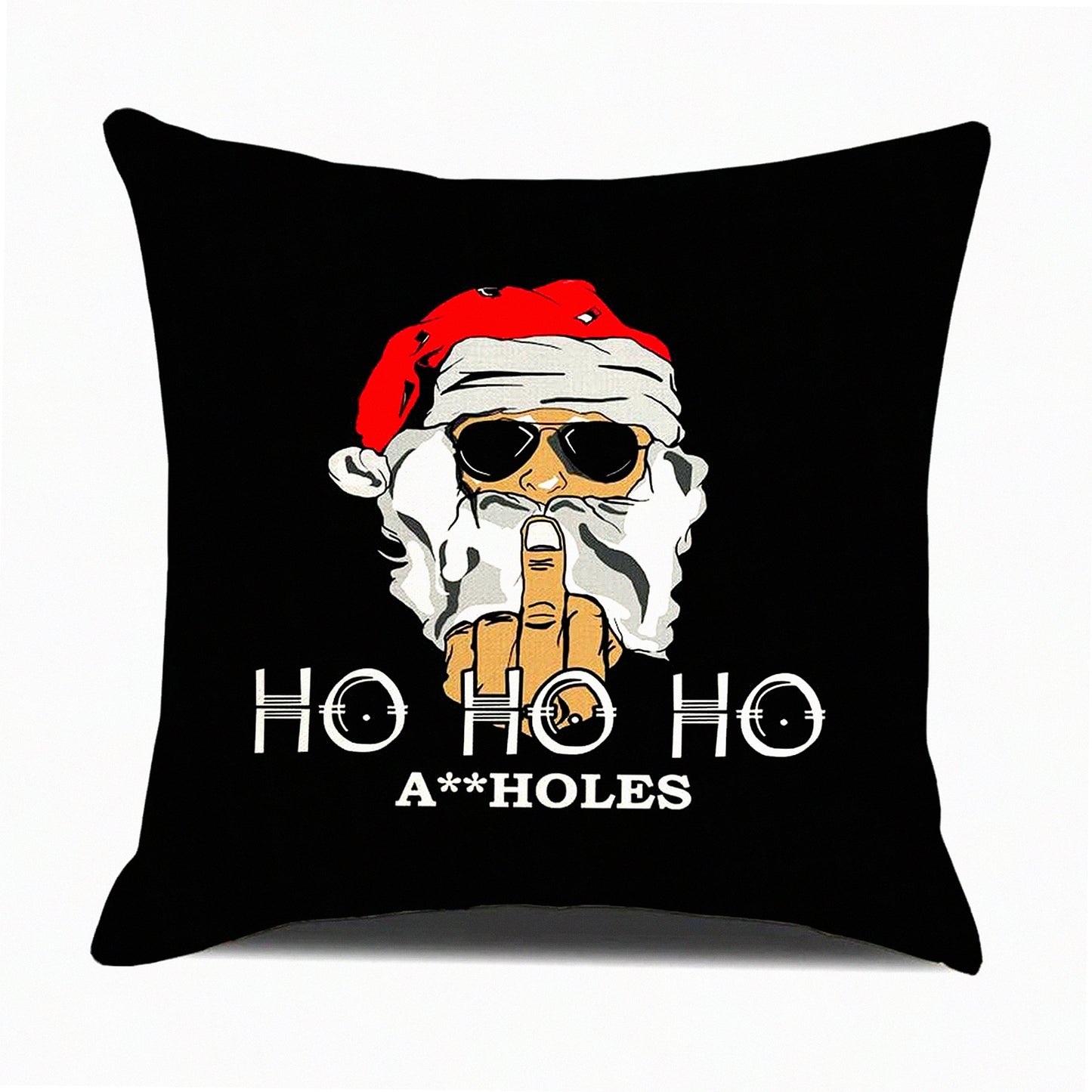 Cheeky Santa Pillowcase - Festive Funny Decor for Home & Car - Rude Claus Design - 18'' x 18'' - Sofa, Bedroom, Couch, Office - Ho Ho Ho Theme