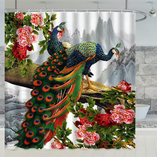 Peacock Shower Curtain 70x70 Inches Polyester