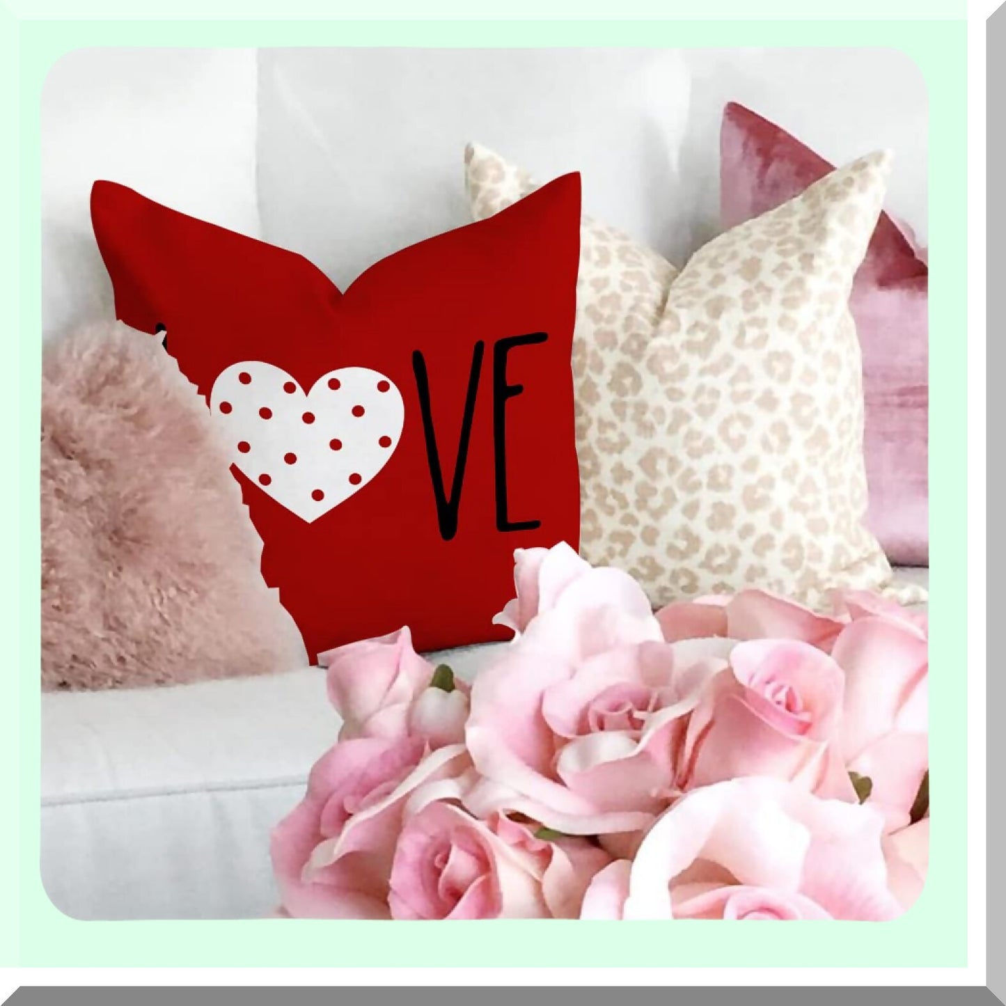 Valentine's Love Stripes Pillow Set - 18X18 Inch Decorative Cushion Covers - Red & White Dots Heart Throw Pillows - Set of 4 Valentine's Day Decor Cases