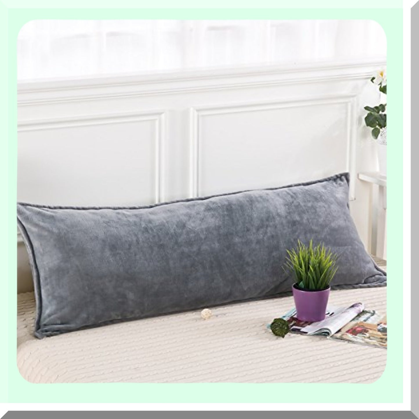 CozyDreams Plush Body Pillowcase - Soft Fleece Cover for Long Pillow, 17.5 x 47 Inch - Warm Gray Bedding Accessory