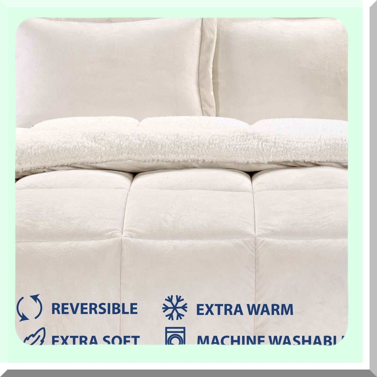 Plush Sherpa Comforter Set - Ultra Soft Reversible Micromink Bedding - Ivory Twin 2-Piece Bed Set - Cozy Twin Comforter 66" x 86"