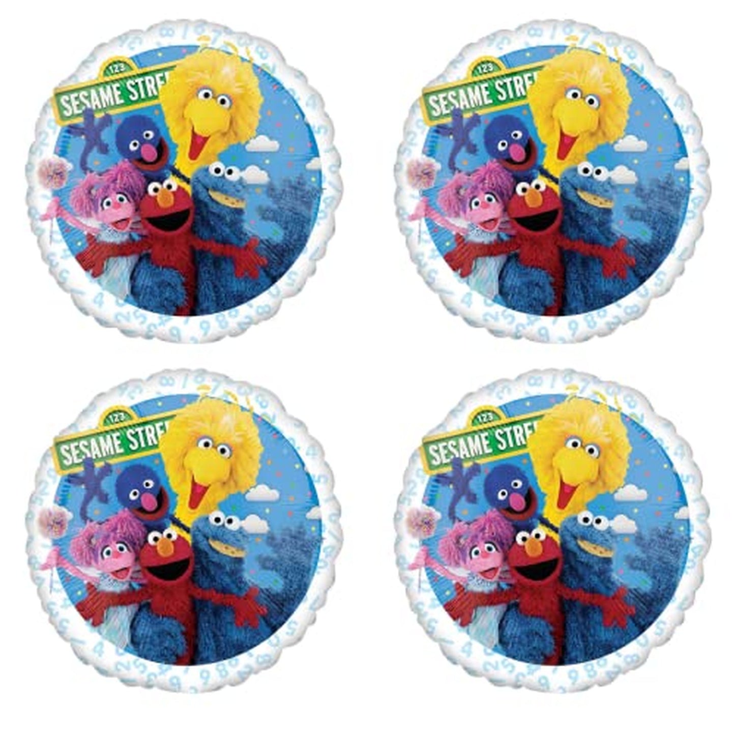 Sesame Street Party Balloon Pack - Elmo, Big Bird, Abby, Grover & Cookie Monster Decorations - Set of 4 Birthday Theme Balloons