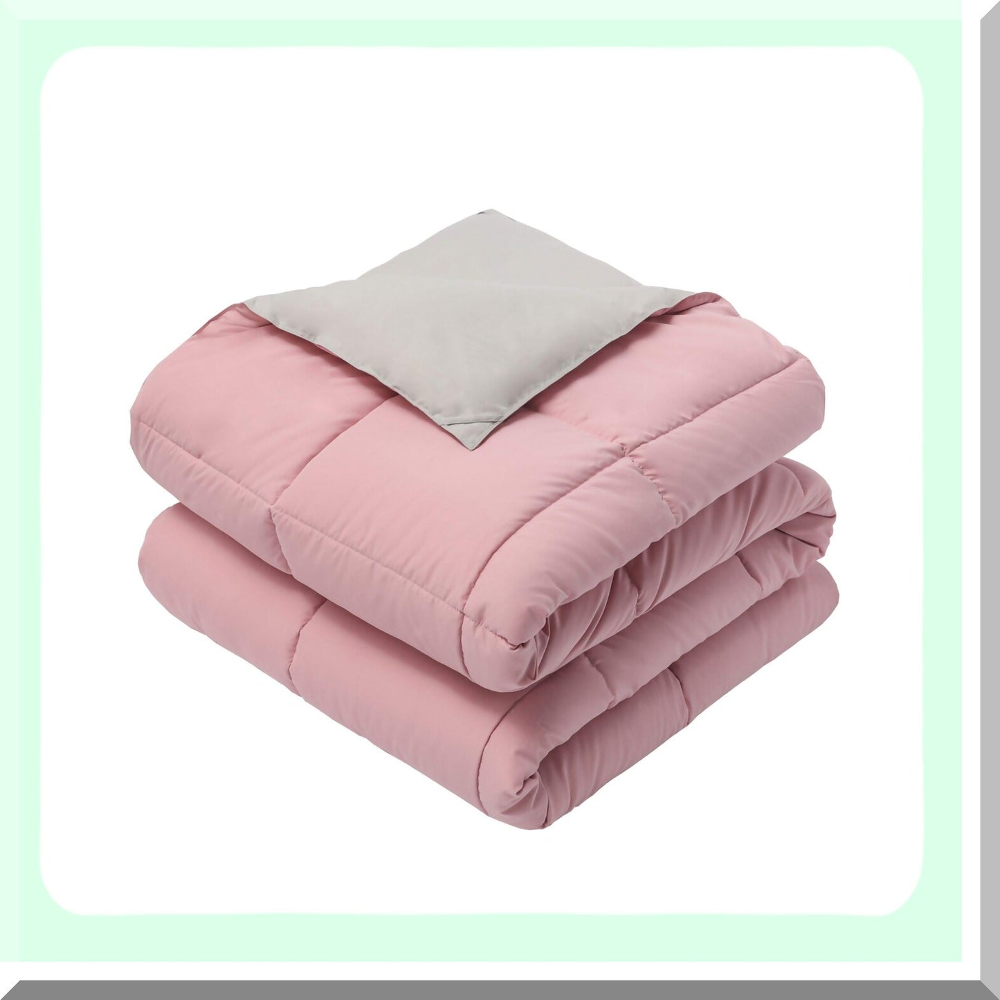 Plush Reversible Comforter - Hypoallergenic Twin XL Duvet Insert - Soft Down-Alternative Bedding Set - Blush Pink & Gray Reversible Comforter