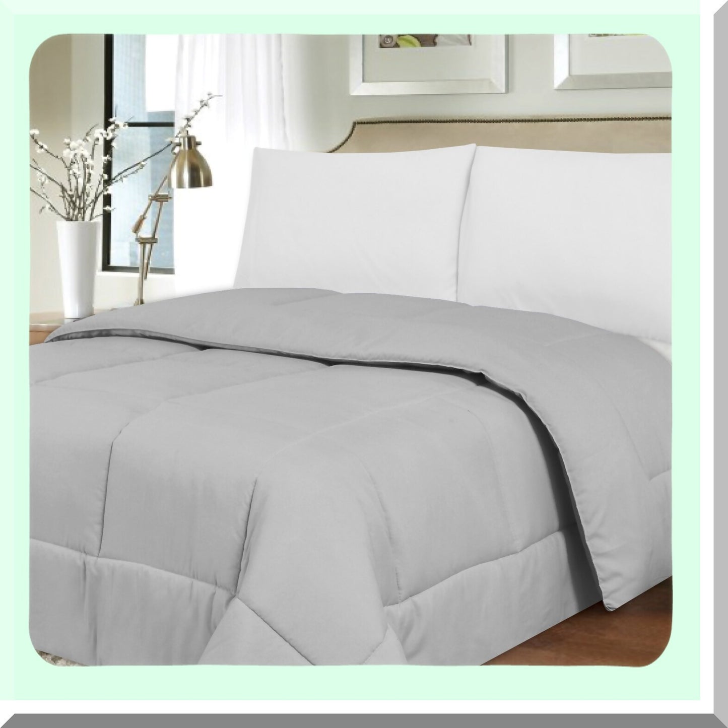 Silver Cloud Brushed Microfiber Comforter - Full Size - Luxurious Down Alternative - Hypoallergenic - Ultra Soft - All Season - Breathable - Silver Gray