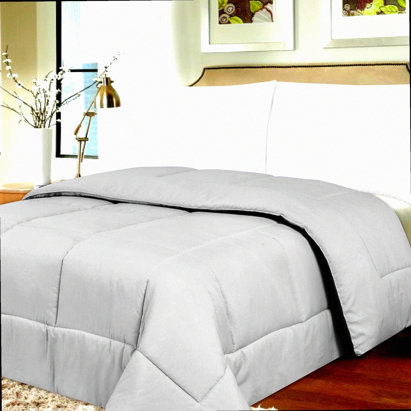 Silver Cloud Brushed Microfiber Comforter - Full Size - Luxurious Down Alternative - Hypoallergenic - Ultra Soft - All Season - Breathable - Silver Gray