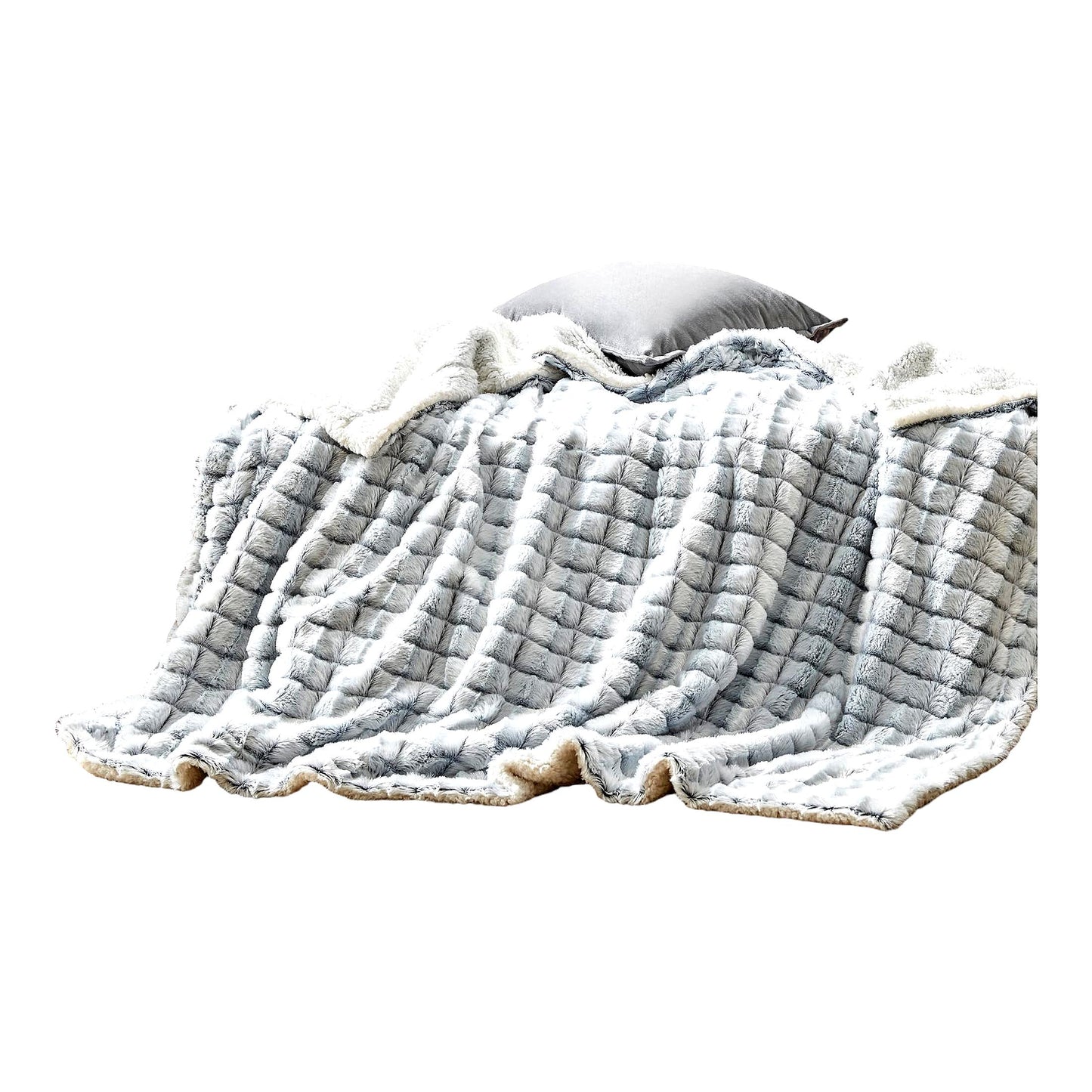 UltraCozy Reversible Micromink Sherpa Throw Blanket - Luxurious Soft Black 50x60 for Couch & Sofa