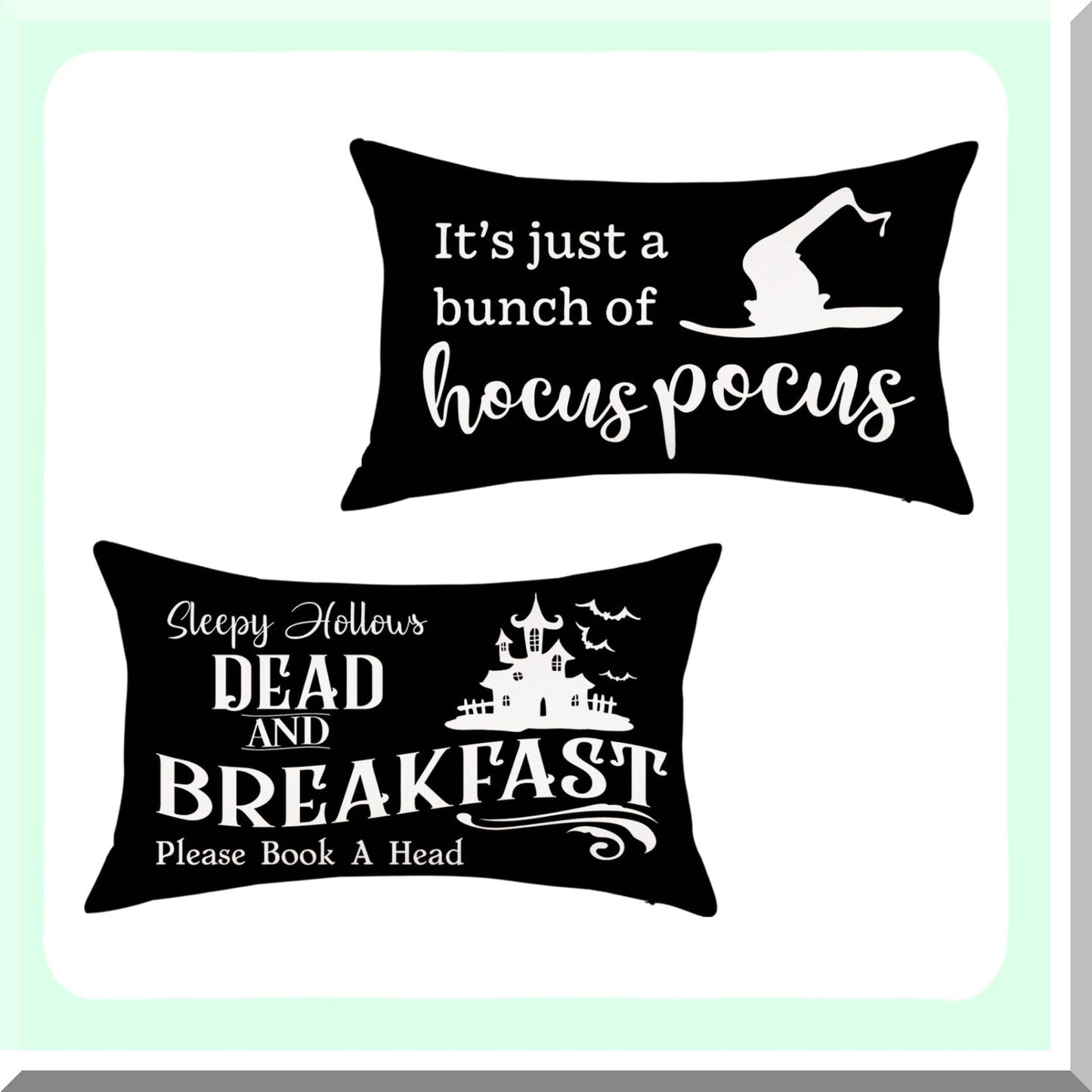 Fall Harvest Magic Pillow Covers 12x20 - Set of 2 Halloween Hocus Pocus Pillowcases for Sofa Couch Bedroom - Black Farmhouse Decor Case