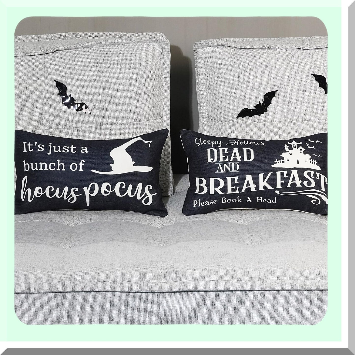 Fall Harvest Magic Pillow Covers 12x20 - Set of 2 Halloween Hocus Pocus Pillowcases for Sofa Couch Bedroom - Black Farmhouse Decor Case