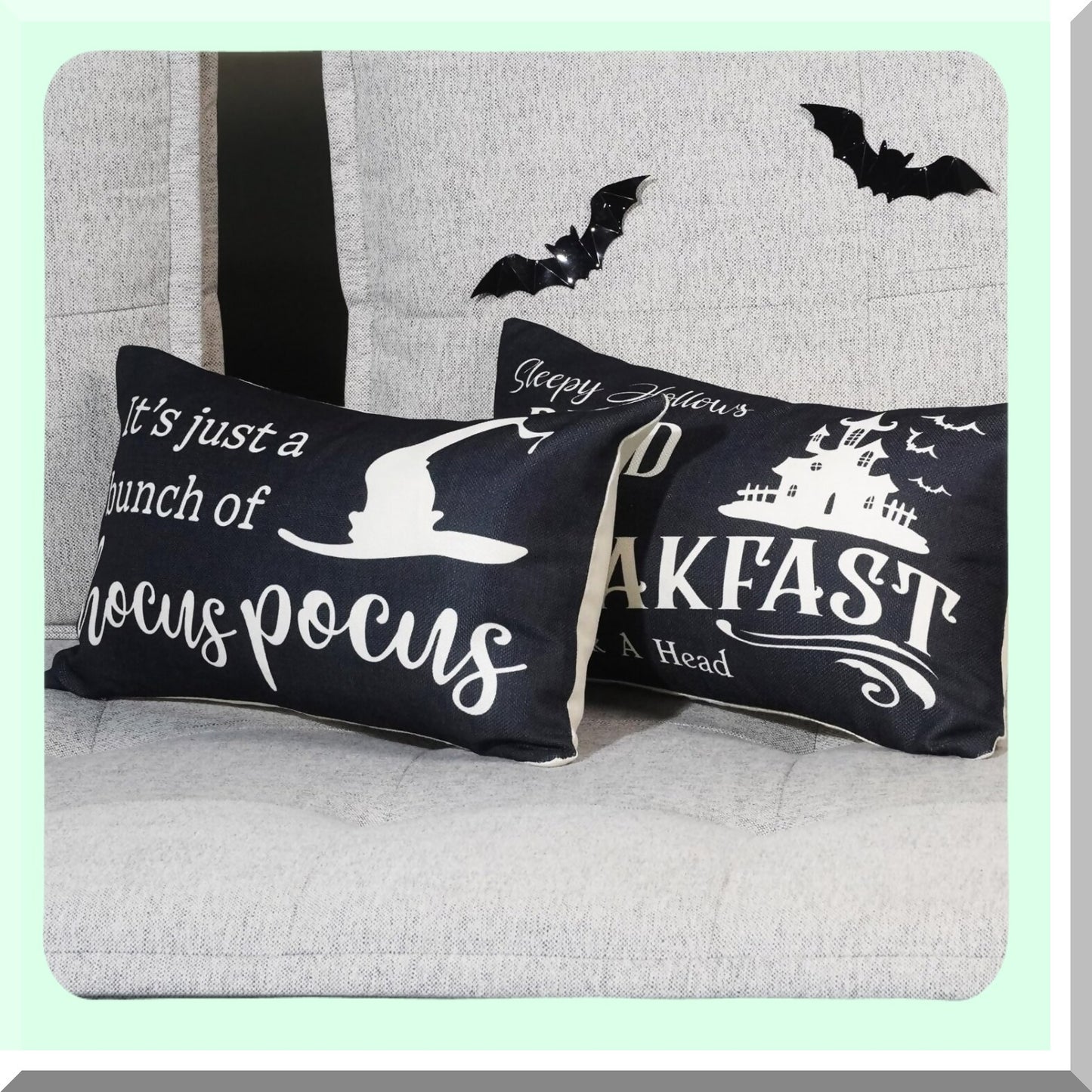 Fall Harvest Magic Pillow Covers 12x20 - Set of 2 Halloween Hocus Pocus Pillowcases for Sofa Couch Bedroom - Black Farmhouse Decor Case