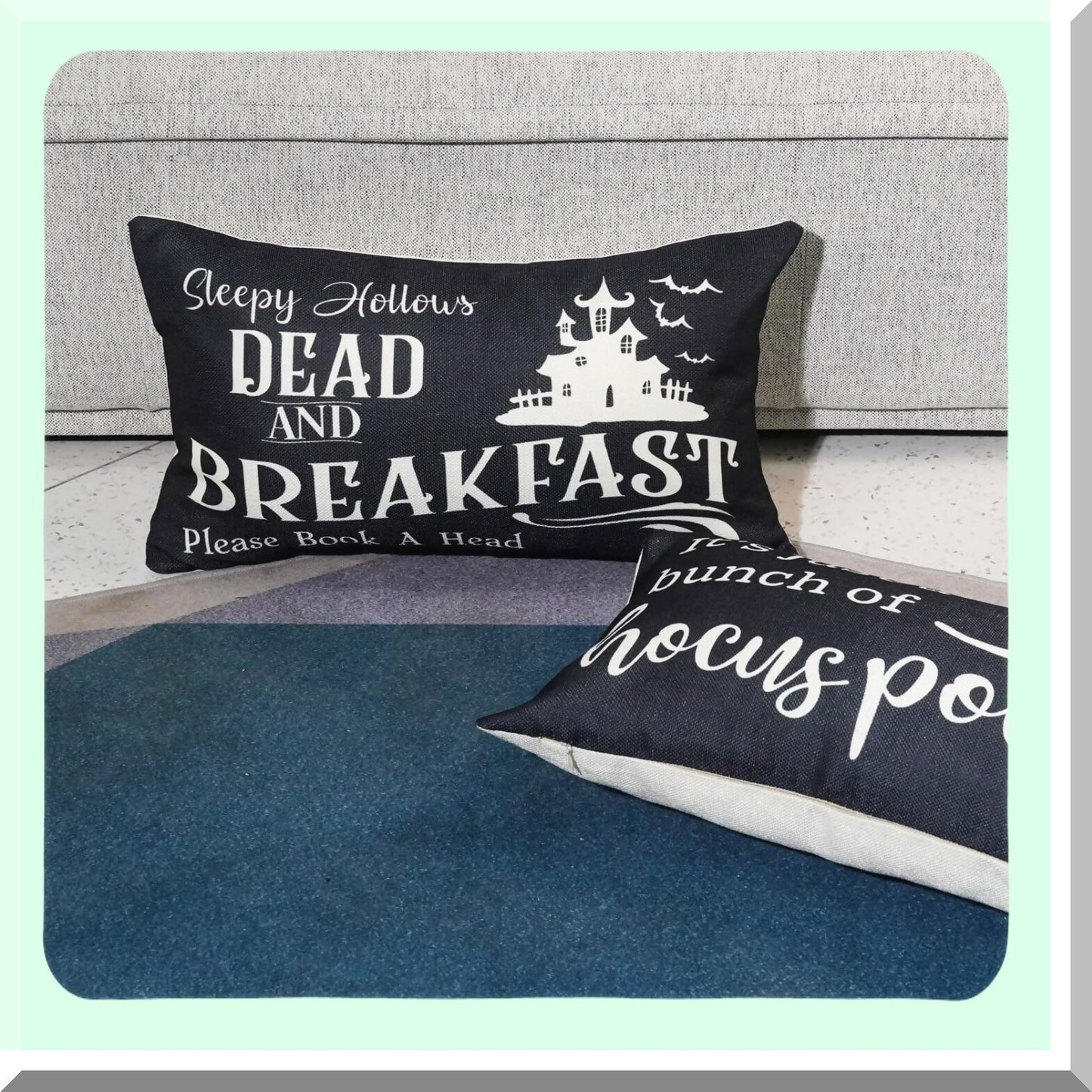 Fall Harvest Magic Pillow Covers 12x20 - Set of 2 Halloween Hocus Pocus Pillowcases for Sofa Couch Bedroom - Black Farmhouse Decor Case