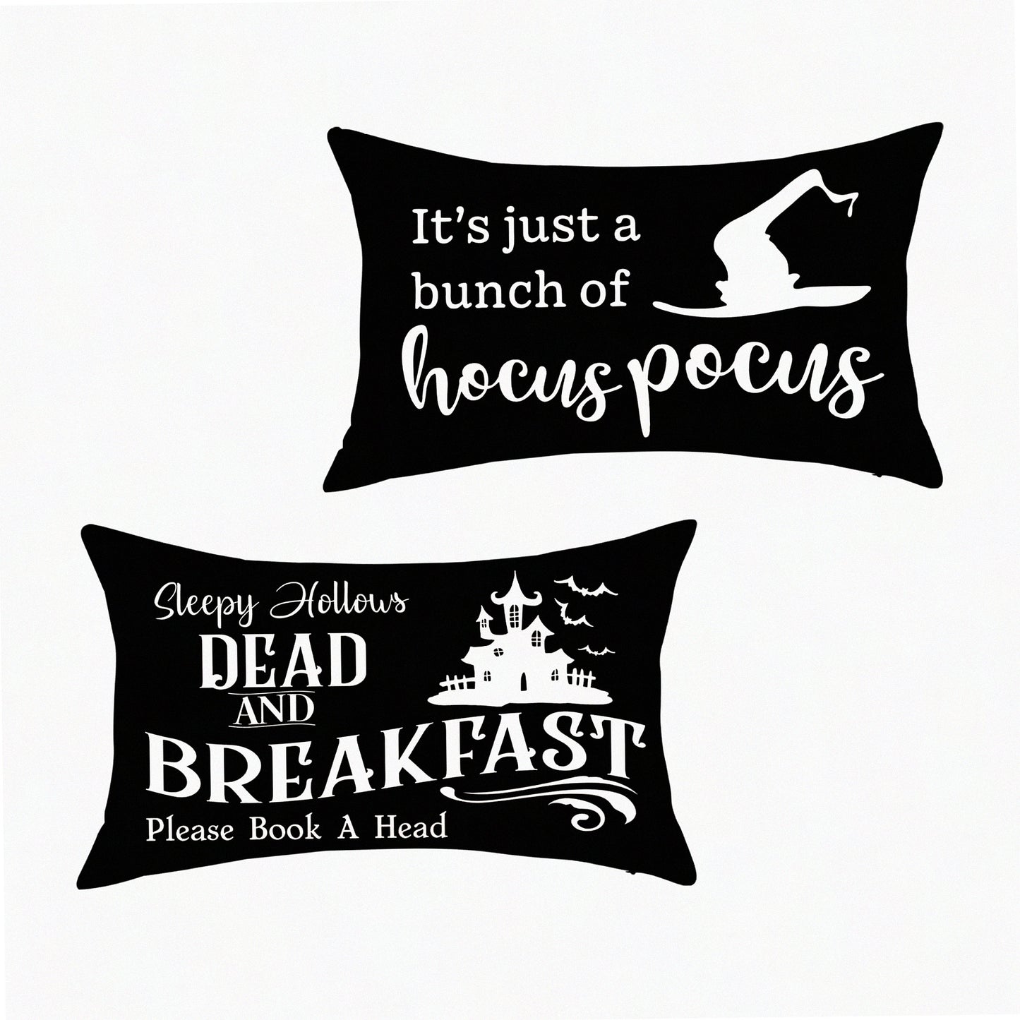 Fall Harvest Magic Pillow Covers 12x20 - Set of 2 Halloween Hocus Pocus Pillowcases for Sofa Couch Bedroom - Black Farmhouse Decor Case