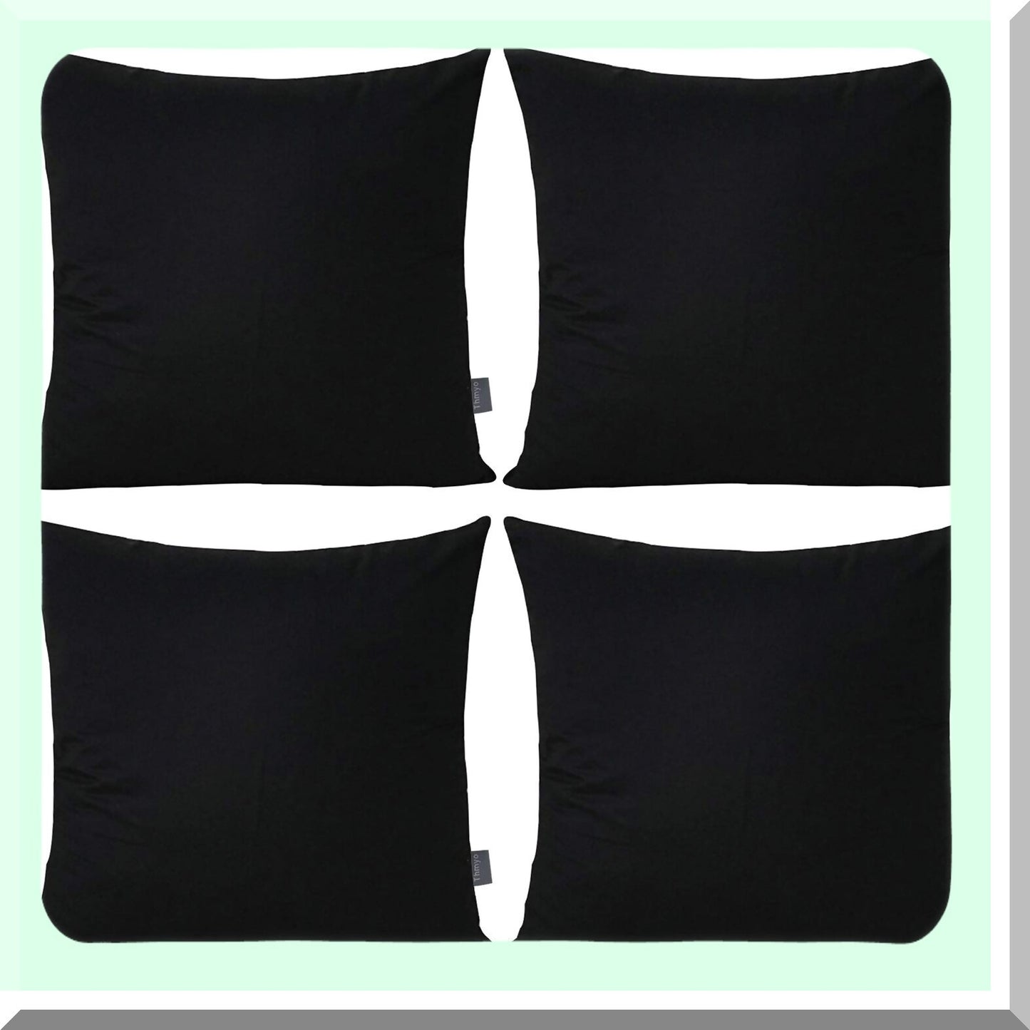 ComfortCotton Square Pillowcase Set - 4 Pack Solid Black Decorative Cushion Covers for DIY Sublimation Blank Throw Pillows. Ideal for Sofa or Bedroom Décor, 18x18 inch Size.
