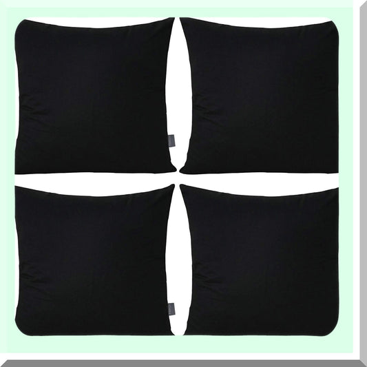 ComfortCotton Square Pillowcase Set - 4 Pack Solid Black Decorative Cushion Covers for DIY Sublimation Blank Throw Pillows. Ideal for Sofa or Bedroom Décor, 18x18 inch Size.