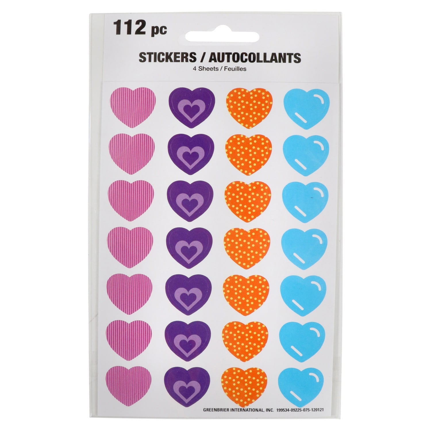 Rainbow Heart Stickers, 112-ct. Packs (Pack of 24)