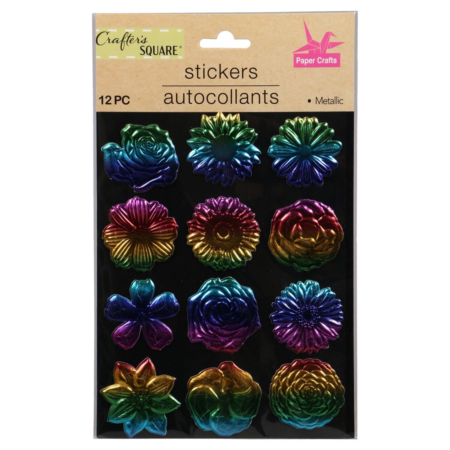 Crafter's Square Embossed Metallic Floral Paper Stickers (Pack of 36)