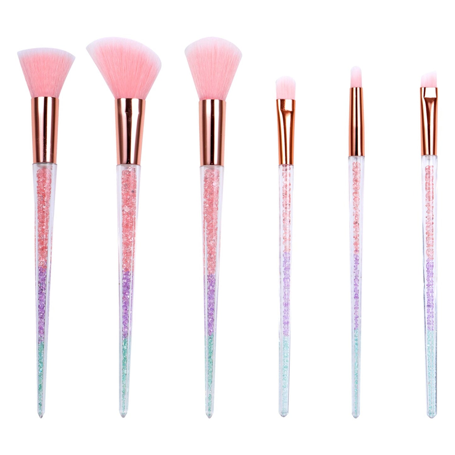 Assorted Makeup Brushes with Colored Crystal Handles (Pack of 36)