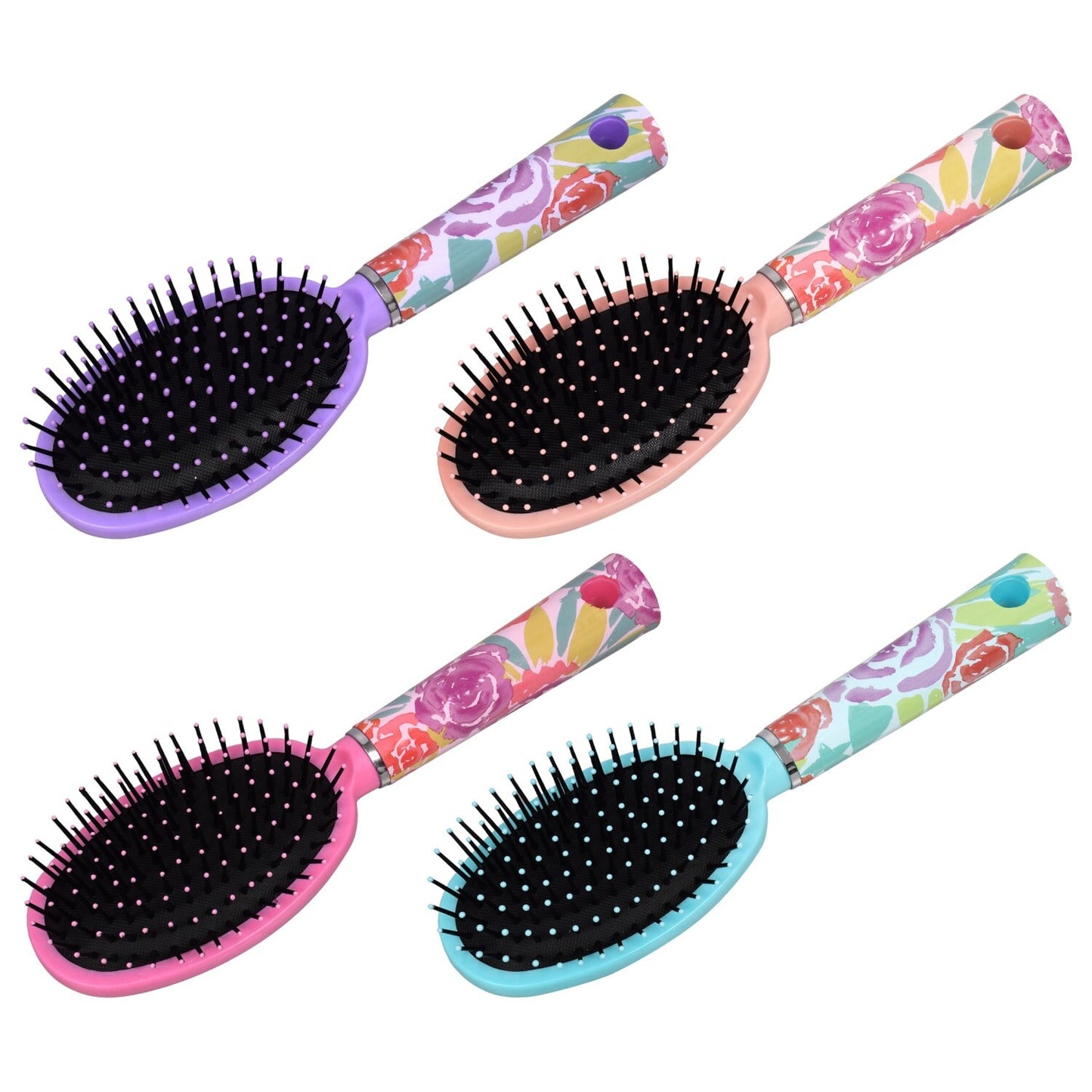 Cushioned Paddle Brushes with Decorative Handles (Pack of 24)