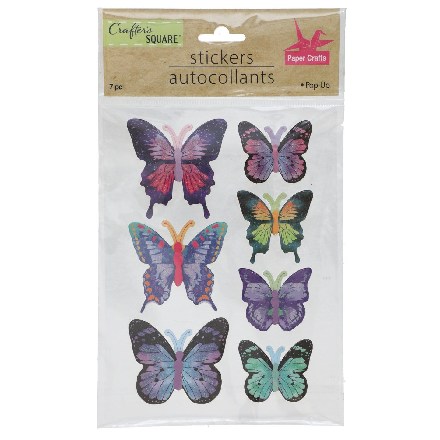 Crafter's Square Foil & Glitter Butterfly Pop-up Stickers (Pack of 36)