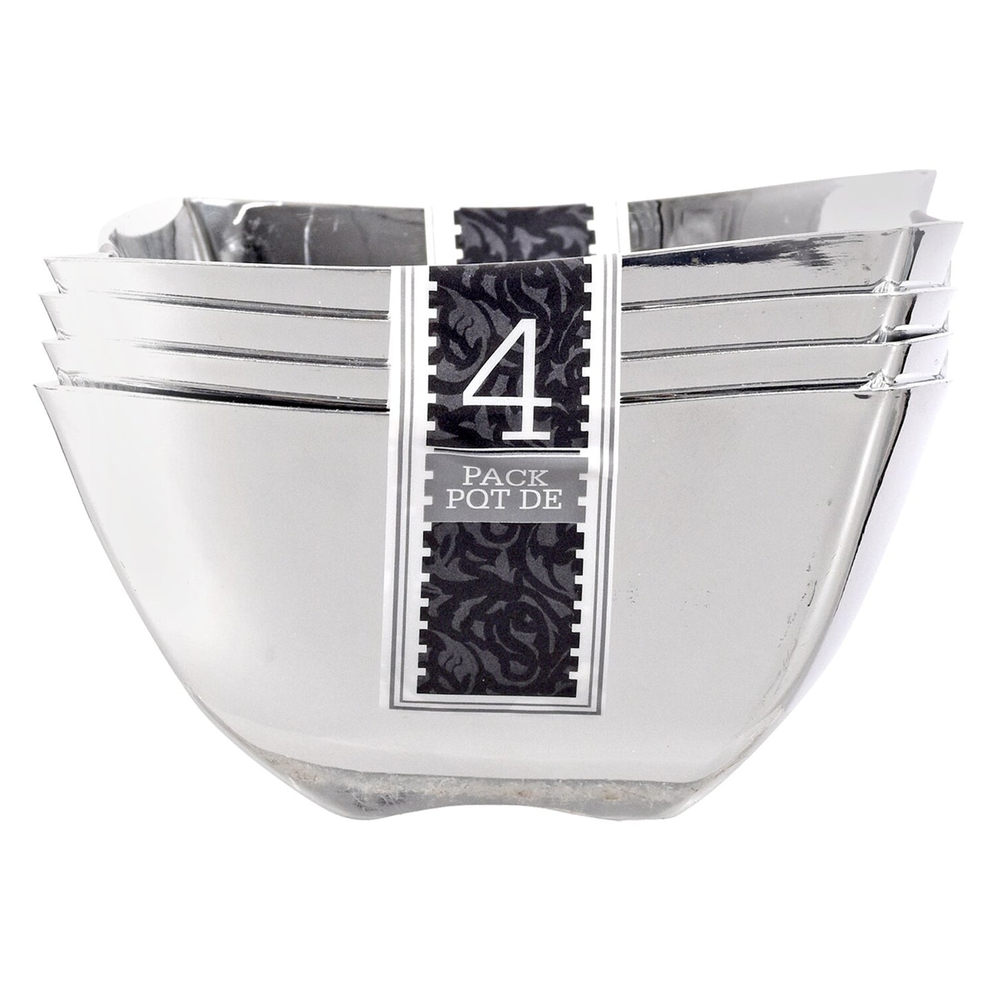 Square Silver Plastic Bowls, 4-ct. Packs (Pack of 4)