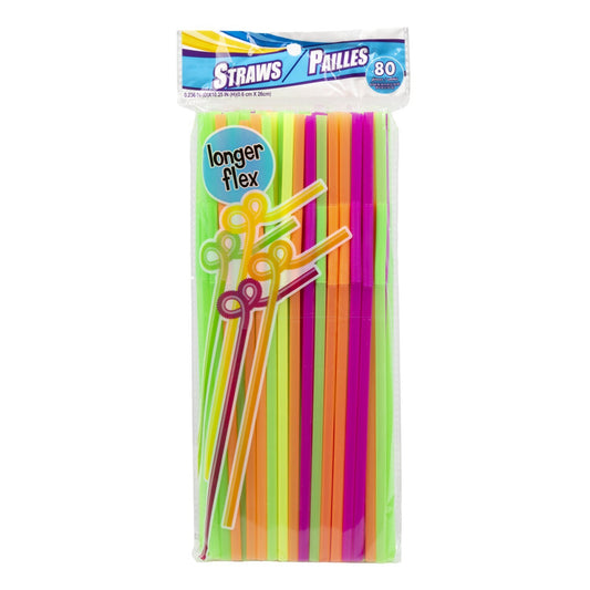 Neon-Colored Super Flexible Straws, 80-ct. Packs (Pack of 36)