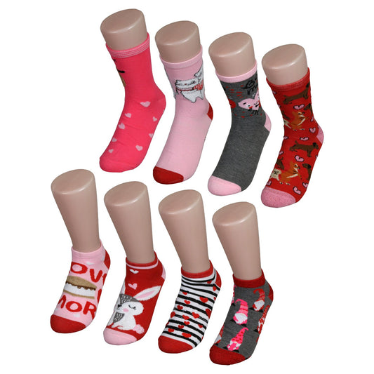 Ladies Crew and No Show Valentines Day Socks (Pack of 36)