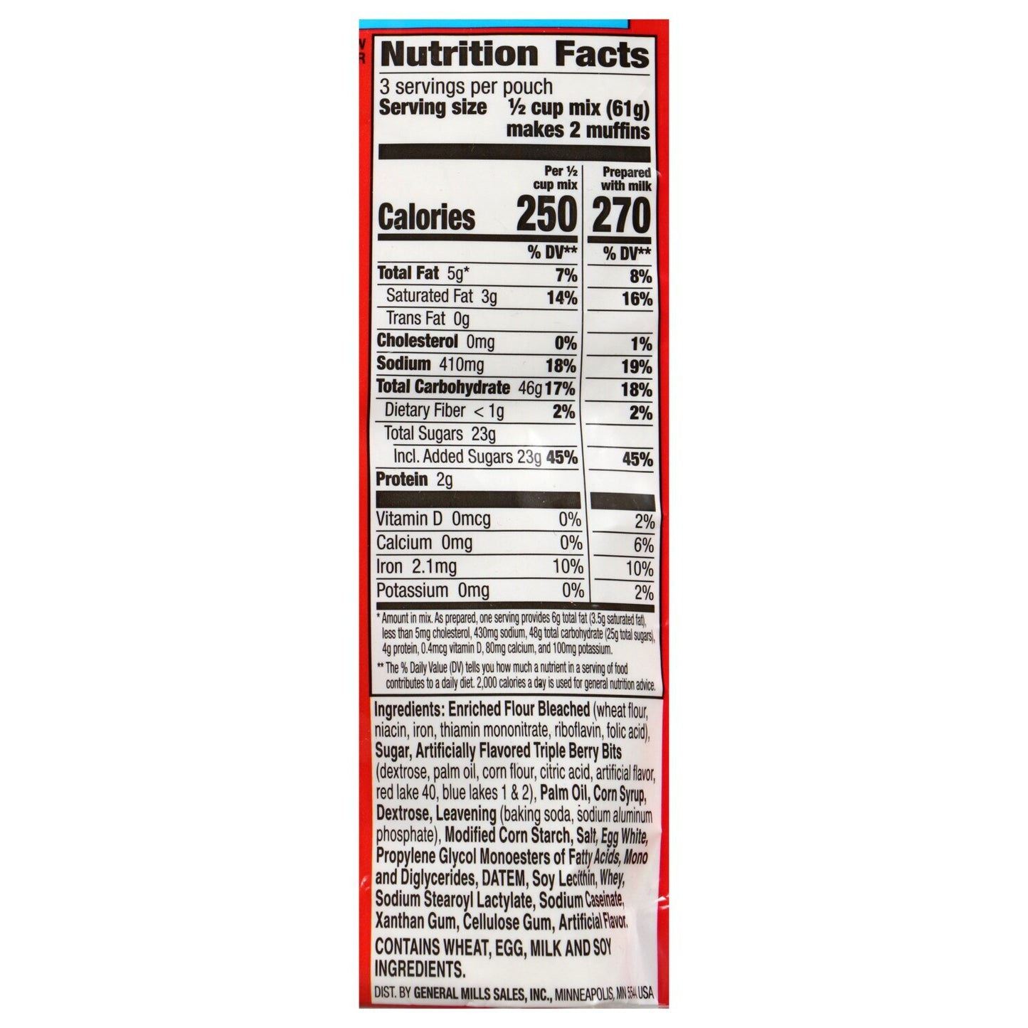 Betty Crocker Triple Berry Muffin Mix, 6.5-oz. Bags (Pack of 9)