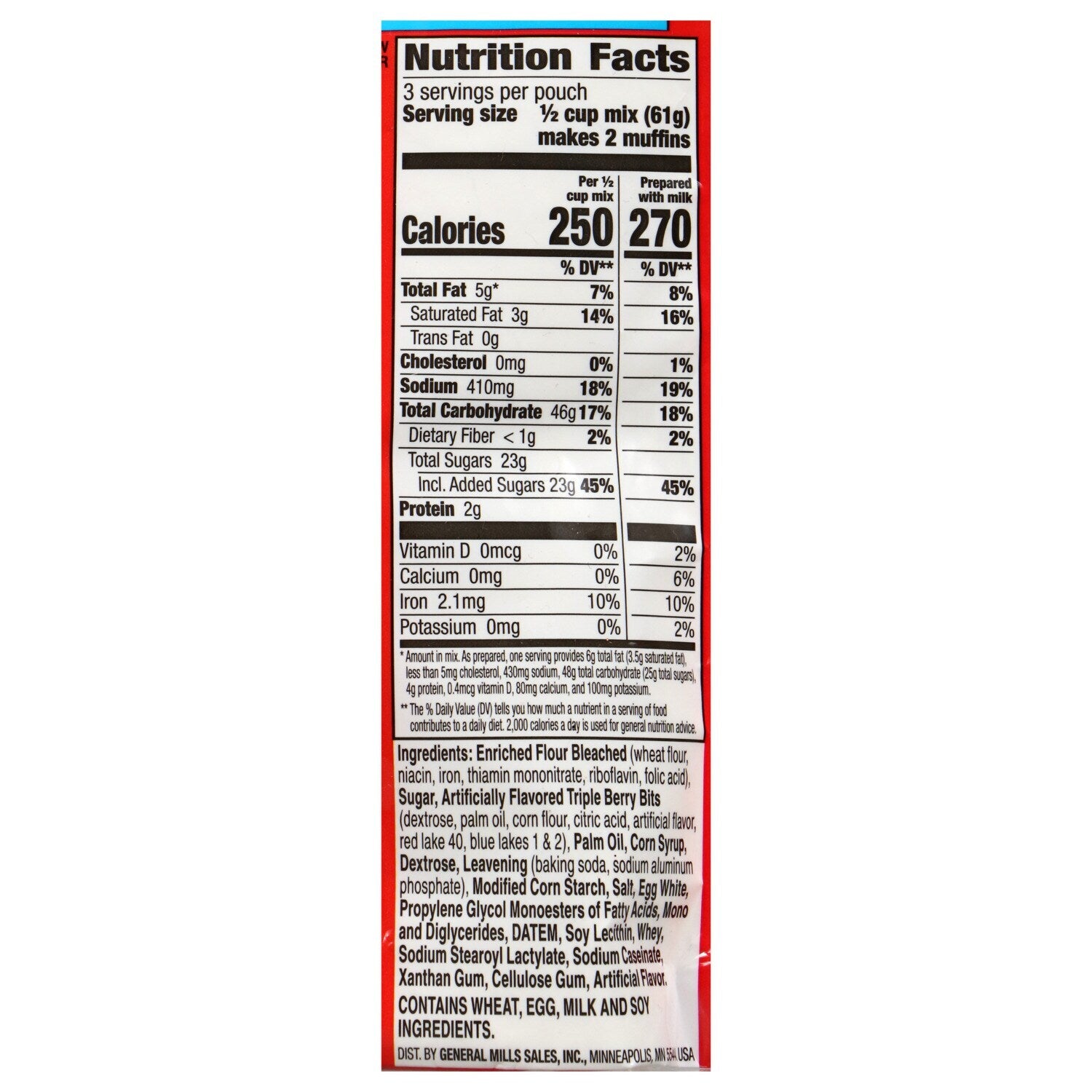 Betty Crocker Triple Berry Muffin Mix, 6.5-oz. Bags (Pack of 9)